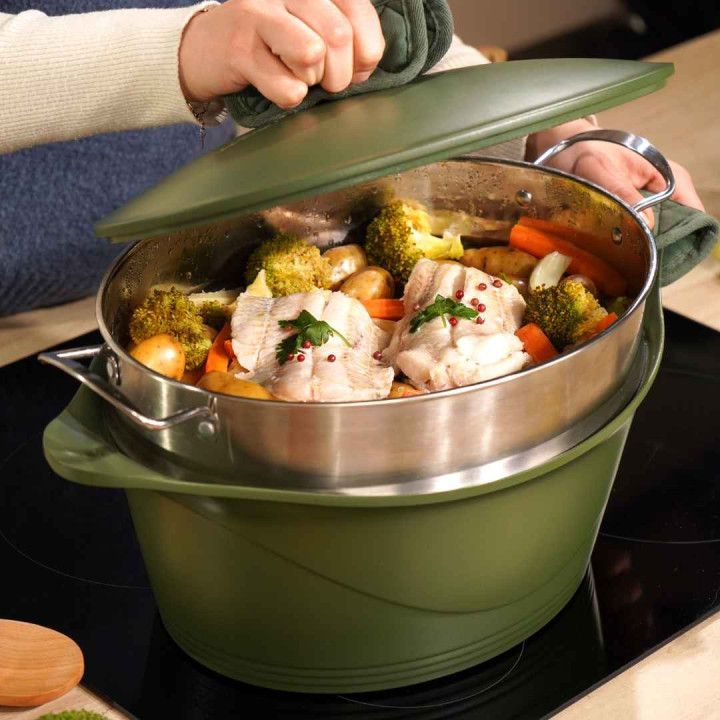 Stoommandje voor de Ongelooflijke 33 cm Braadpan COOKUT | Roestvrij Staal | Zonder PTFE