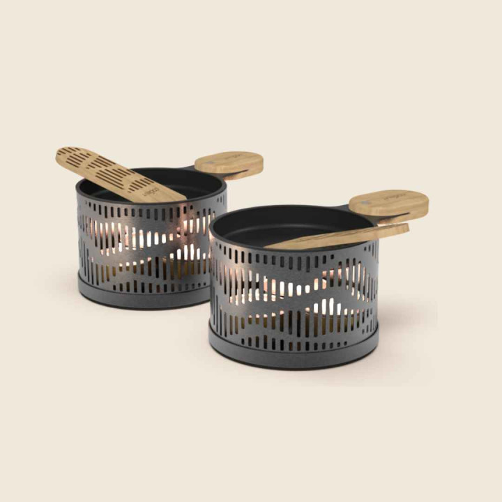 2 Kerzenraclette-Geräte mit Flackereffekt