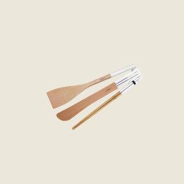 Lot d'ustensiles en bois pour poêles et wok | COOKUT