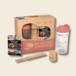 MIAM | Coffret shaker à crêpes, pancake et gauffre avec livre de recettes