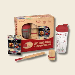 MIAM | Coffret shaker à crêpes, pancake et gauffre avec livre de recettes
