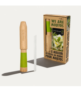 Coffret mojitos : Pilon-doseur, recettes et pailles en verre