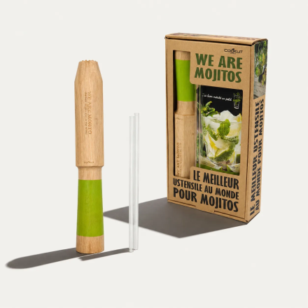 Coffret mojitos : Pilon-doseur, recettes et pailles en verre