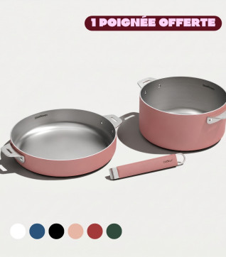 Lot poêle, casserole inox - poignée offerte