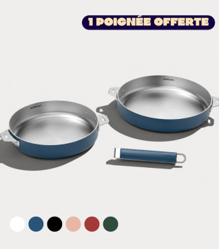 Lot 2 poêles inox - poignée offerte