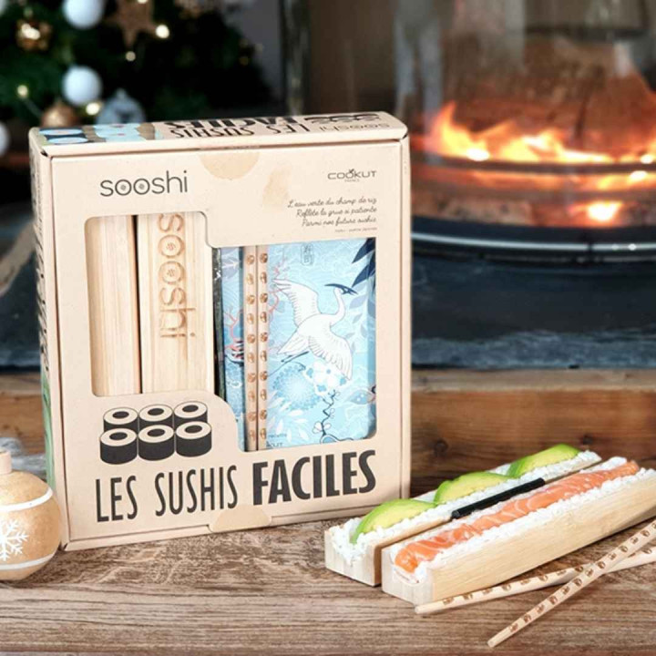 SOOSHI | Appareil à sushi maki facile| Coffret cadeau avec baguettes et livre de recettes