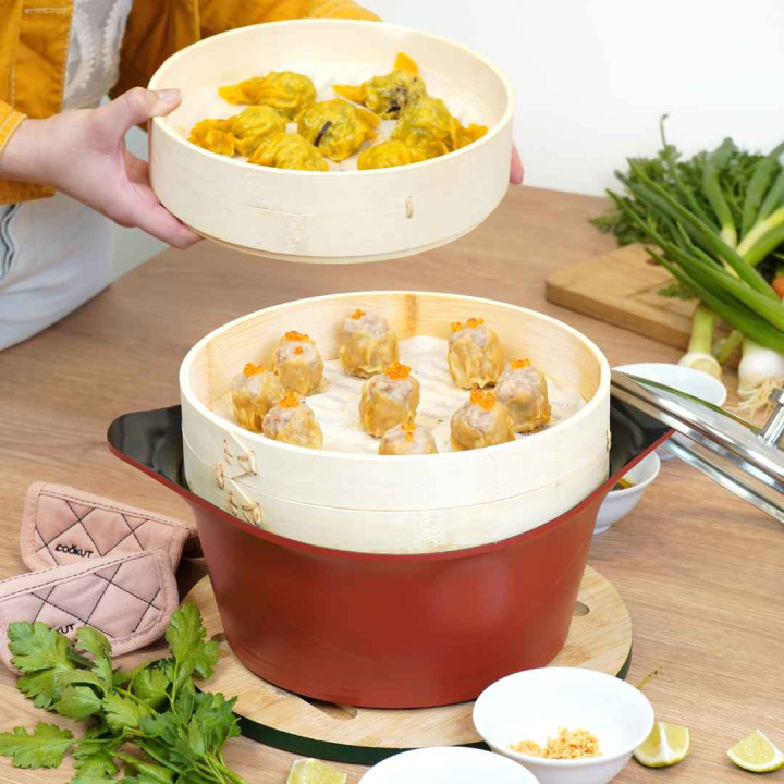Bamboo Steamer Basket for Cocotte 24 or 28 cm | COOKUT