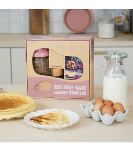 MIAM | Coffret shaker à crêpes, pancake et gauffre avec livre de recettes