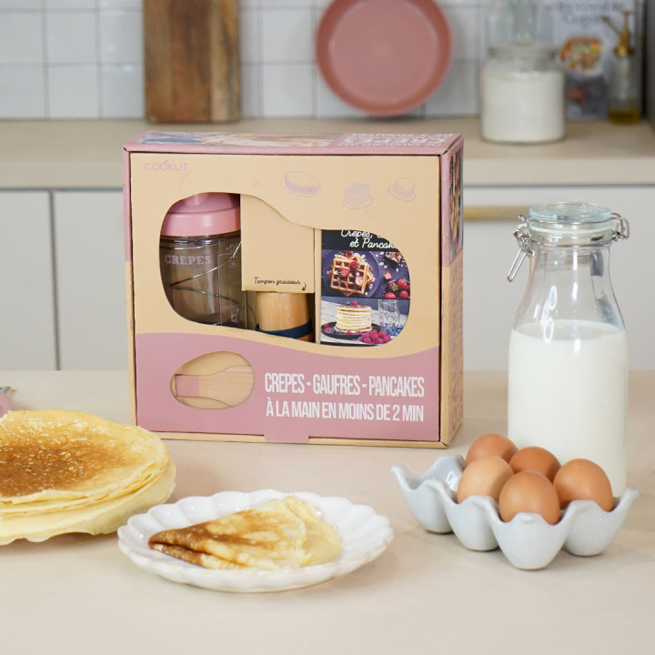 MIAM | Coffret shaker à crêpes, pancake et gauffre avec livre de recettes