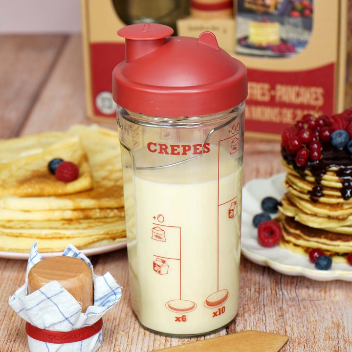 MIAM | Coffret shaker à crêpes, pancake et gauffre avec livre de recettes