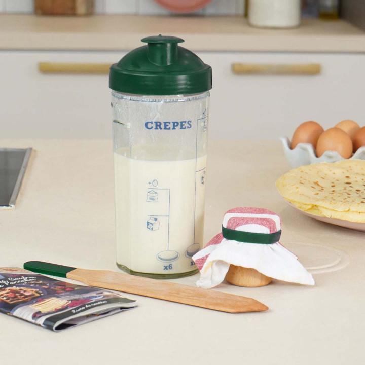 MIAM | Coffret shaker à crêpes, pancake et gauffre avec livre de recettes