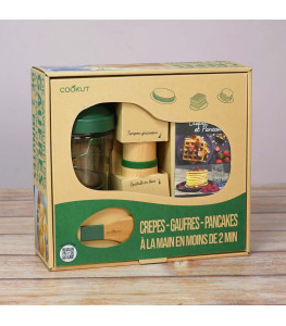MIAM | Coffret shaker à crêpes, pancake et gauffre avec livre de recettes